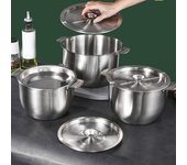 Olla con filtro de aceite para sopa, ahorradora de grasa de tocino, de acero inoxidable, con tapa 2.8L
