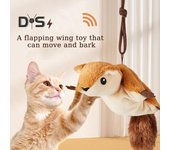 Juguete interactivo con alas batientes para gatos, recargable, eléctrico, de peluche, con forma de águila, ardilla o murciélago, con sonido, ideal para gatos de interior. B