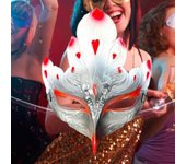 Máscara Cosplay club nocturno vestir fiesta carnaval espectáculo con correas juego de roles disfraz plata