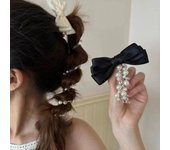 Sweet Bow knot Telephone Line Hair Loop Spiral Coil Head Rope Ponytail Bubble Braid Headband  Woman negro/blanco
