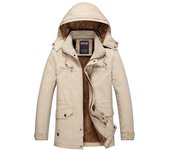 Chaqueta de abrigo engrosada de invierno para hombres abrigo medio y largo cómodo Parka XL negro