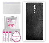 apgo Protective Skin Sticker for the back compatible with Oppo Reno Z, Wrap Film, Foil, Vinyl - Pattern Black Leather