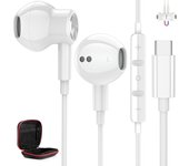 Sonido HIF Compatible con iPhone 16 15 Pro max 10.ª generación Air4 5 mini Pixel 8 7a Auriculares USB Graves profundos con micrófono Ajuste de volumen Control remoto blanco