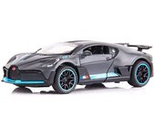 Bugatti Divo a escala 1/32, juguete de modelo de coche, fundición de aleación de Zinc, vehículos extraíbles con sonido y luz, juguetes para niños y niñas, regalos 14.5x7x4.5cm gris