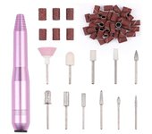 Taladro eléctrico para uñas con 11 brocas, bandas de lijado, 16000 RPM, máquina de lima de uñas profesional ajustable, herramienta portátil para manicura y pedicura púrpura