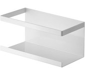 Yamazaki Jitsugyo 5128 - Estante magnético de almacenamiento flotante de torre blanca, fácil instalación, aprox.. Ancho 16,5 x profundidad 8,5 x alto 8,5 cm blanco