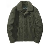 Chaqueta de talla grande para hombre, chaqueta de trabajo multibolsillos con forro polar grueso y forro polar para hombre de mediana edad M caqui