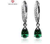 BELLA BOX delicados pendientes de gota de circonita cúbica para mujer, cristal de alta calidad, versátil, bonito regalo, joyería de moda de amor, pendientes de fiesta diarios E719 blanco