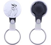 Japanese Bobtail Cat - handmade keychain with a cat portrait, purse charm, product of the Art-Dog brand.