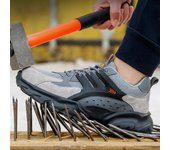 Zapatillas de trabajo transpirables, zapatos de seguridad con punta de acero para el trabajo, zapatos protectores para hombres y mujeres, zapatillas de seguridad a prueba de pinchazos, ligeras 36