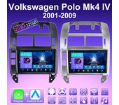 Radio para coche con Android Carplay de 2 DIN para Volkswagen Polo Mk4 IV 2001-2009, reproductor multimedia, unidad principal, navegación GPS estéreo, BT, WIFI, 2 + 32 GB 1+16GB negro