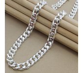 Collar de cadena cubana de plata de ley s925 de 10MM 20/22/24 pulgadas para mujeres y hombres, joyería de moda, regalos de cumpleaños para fiestas 50cm plata