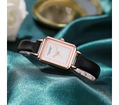 Reloj de cuarzo para mujer, esfera cuadrada, correa de piel sintética, ajustable, sin retrasos, reloj de pulsera de alta precisión, reloj para viajes de negocios blanco