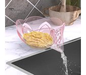 Cesta de drenaje para coladores de frutas y verduras con pico, recipiente para limpieza de frutas sin BPA con colador, escurridor de alimentos para fregadero de cocina azul