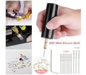 Mini taladro manual con alimentación USB, juego de taladro rotatorio de mano con brocas helicoidales para metal, madera y joyería.
