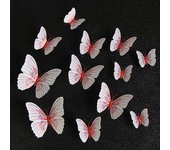 12 pegatinas de pared 3D con diseño de mariposa, imán para nevera, decoración de boda, decoración del hogar negro
