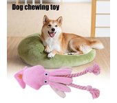 Juguete de peluche vocal para perros con forma de pulpo, juguete masticable para mascotas, juguete para limpiar los dientes, juguete interactivo para perros que combate el aburrimiento, compañero canino para perros pequeños y grandes color rosa