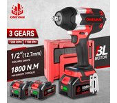 ONEVAN-llave eléctrica de alto Torque, 1800N.m, llave de impacto sin escobillas de 1/2 pulgadas, herramienta eléctrica inalámbrica DTW700 para batería Makita de 18v 2 Battery Set