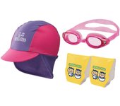 SWANS Kids Waterside Play Set de 3 piezas, talla M, brazo rosa SES15KM (Gorra, gafas protectoras, flotador)