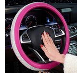 Mujeres Rhinestone cristal cuero volante cubre tapa tapa volante coche accesorios 38cm rojo