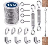 1 juego de cuerda de alambre multifuncional, cable de acero inoxidable para colgar en la tienda de campaña