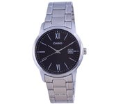 Casio Black Dial Stainless Steel Analog Quartz MTP-V002D-1B3 MTPV002D-1 Reloj Hombre negro