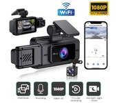 Cámara de salpicadero WiFi de 3 canales para coche, grabadora de vídeo 1080P, caja negra, cámara de visión trasera, DVR, accesorios para coche 2 Lens camera