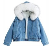 Chaqueta De Felpa De Mezclilla De Otoño E Invierno Chaqueta De Algodón De Lana De Cordero Engrosada Con Capucha Suelta Para Mujer L blanco
