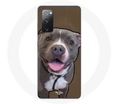 Coque pour Samsung Galaxy S20 FE Chien Pitbull Blanc gris