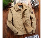 Chaqueta lavada con cuello levantado para hombre, chaqueta informal de moda, chaqueta acolchada de terciopelo, novedad de invierno M verde del ejército