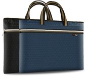 Bolsa para documentos A4, carpeta de archivos, estuche para reuniones multicapa, bolso para ordenador portátil, maletín con cremallera azul