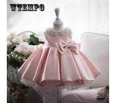 Vestido infantil, falda de princesa, para niña de las flores, para boda, cumpleaños, para bebé, vestido dulce, para niña, para presentación de piano, disfraz, cuello redondo, sin mangas, con lazo decorativo 150