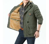 Ropa de otoño e invierno para hombre, chaqueta gruesa y de felpa informal grande para hombre, chaqueta de longitud media para exteriores, chaqueta 5XL
