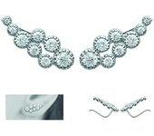 Les Trésors De Lily [M7319] - Boucles contours d'oreilles argent 'Sissi' blanc argenté (rhodié) - 18x7 mm plata