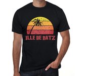 Camiseta vintage para hombre, camiseta gráfica ILLE DE BATZ Sunset Deep Black XS negro