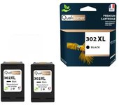 302XL fabricado en Francia, 2 Cartucho de tinta reacondicionado para HP 302 XL Negro F6U68AE/F6U66AE compatible DeskJet 3639 3630 3632 E