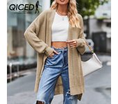 QICED Moda Mujer Casual Otoño Invierno Chaquetas de Manga Larga Abrigos S negro