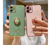 Bling anillo de dedo reloj juguete chapado color sólido parachoques caja del teléfono para iPhone 14 Samsung Xiaomi Huawei soporte lindo silicona a prueba de golpes contraportada Xiaomi Mi 10T Lite verde