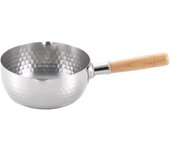 Yoshikawa Yukihira fabricado en acero inoxidable compatible con IH gas, ambos lados caños YH6752 olla, olla de una mano, 18 cm, 1,7 L, Japón, fuego, acero, plata