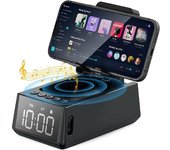 Altavoz de pie inalámbrico 3 en 1 con despertador ruidoso soporte para teléfono celular Lector de tarjetas TF Micrófono con pantalla 12H Sonido envolvente HD teléfono celular y tableta