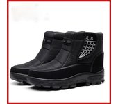 Zapatos gruesos de invierno impermeables para la nieve para hombre, zapatos cálidos para mediana edad y ancianos, zapatos de algodón de alta calidad, zapatos para padre para hombre, zapatos antideslizantes 36 negro