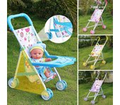 Cochecito de Muñecas Estable Carro de Mano Plegable para Muñecas Cochecito de Bebé Colorido para Niños Niñas Purple-B