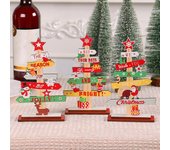 Mini árbol de Navidad Adorno artesanal de madera con letras impresas Decoración de árbol de Navidad de madera de dibujos animados encantadores Decoración de mesa para el hogar para fiesta de Navidad Elk