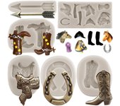 Molde de silicona para caballo, molde de herradura para fondant, herramientas para decorar pasteles, molde de bota de vaquero para chocolate, pasta de goma, moldes de arcilla de resina para dulces blanco