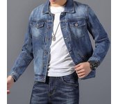 Nueva chaqueta vaquera para hombre, abrigos vaqueros Vintage, ropa de calle, chaqueta vaquera a la moda para hombre, abrigo vaquero con cuello vuelto, chaqueta Bomber de algodón M