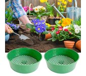 Tamiz de tierra multifuncional de 2 piezas, separador de tierra y rocas, herramienta de tamizado de tierra, tamiz de jardín de plástico para entusiastas de la jardinería.