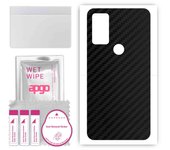 apgo Protective Skin Sticker for the back compatible with Motorola Moto G Play Gen 2, Wrap Film, Foil, Vinyl - Pattern Carbon Black