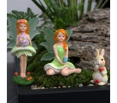 3 figuras de ángeles en miniatura, estatuas de resina de conejo para decoración de casa de muñecas, inauguración de la casa, jardín de hadas
