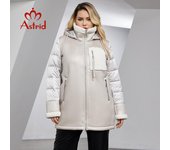 Astrid-Chaqueta de invierno para mujer, chaquetas largas de talla grande con diseño de punto, abrigo acolchado de lana gruesa con capucha, Parka para mujer 2023 0XL beige