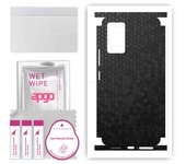 apgo Protective Skin Sticker for the back+sides compatible with Vivo V21, Full Wrap Film, Foil, Vinyl - Pattern Black Honeycomb